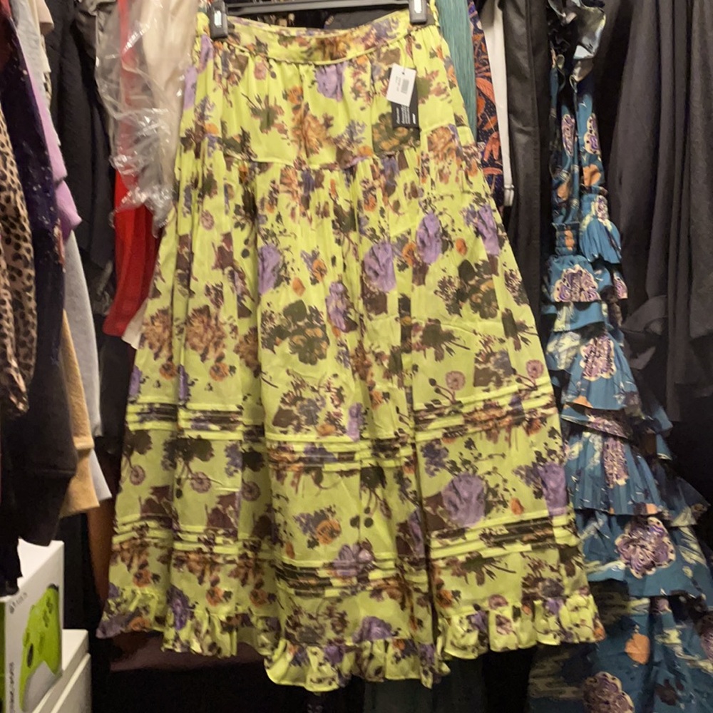 NWT Ulla Johnson Cttn/Silk Eugenie Midi Skirt SZ 6